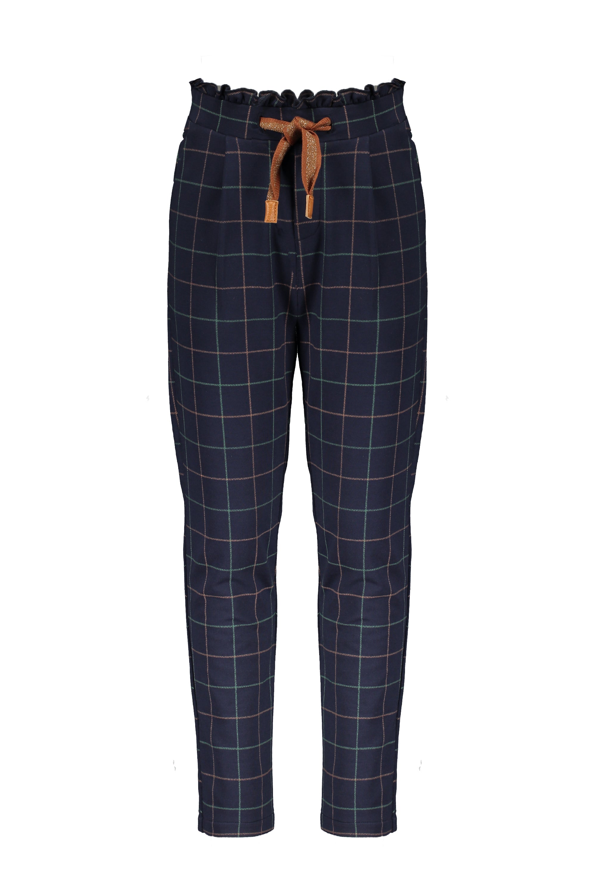 NoNo Suna paperbag pants AOP check with frilled waistband