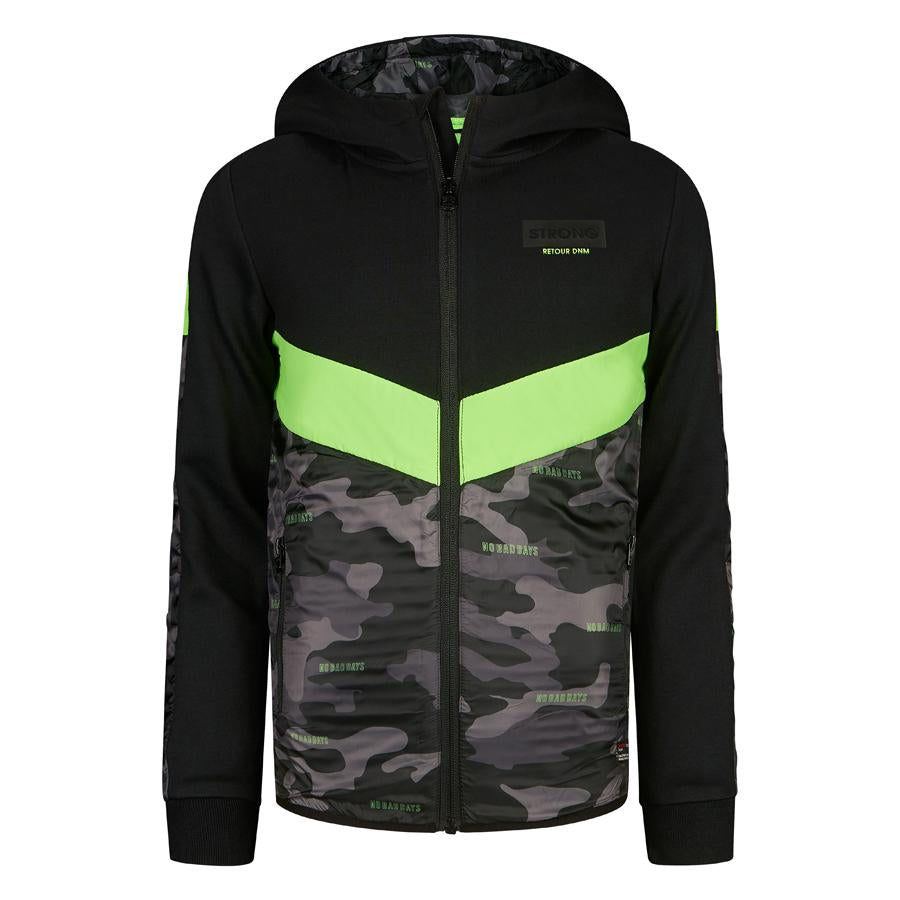 Jongens Hooded sweater Bruce van Retour Jeans in de kleur Black in maat 134/140.