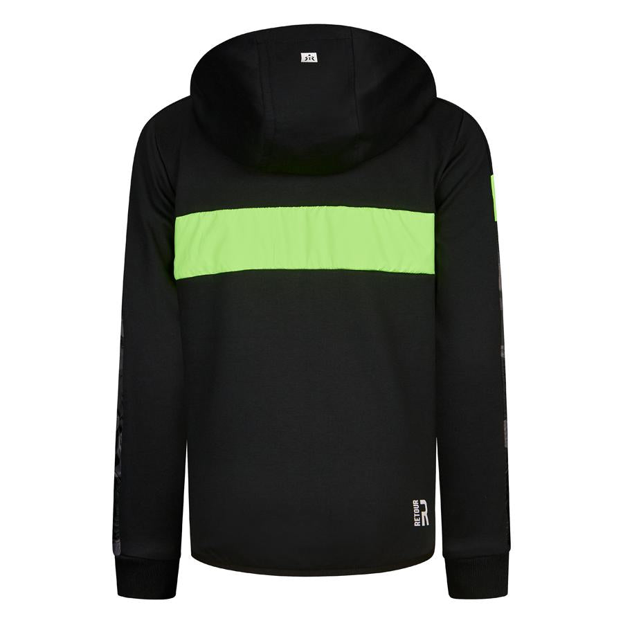 Jongens Hooded sweater Bruce van Retour Jeans in de kleur Black in maat 134/140.