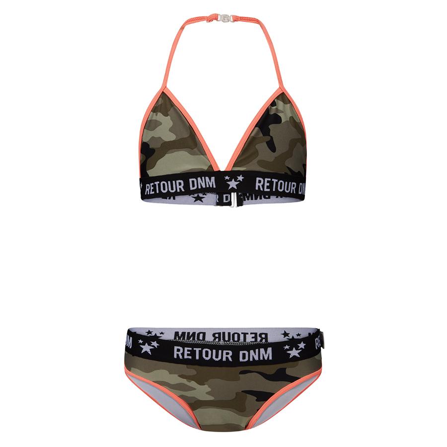 Meisjes Triangelbikini Cathy van Retour Jeans in de kleur Khaki in maat 134/140.