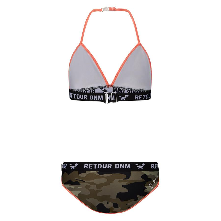 Meisjes Triangelbikini Cathy van Retour Jeans in de kleur Khaki in maat 134/140.