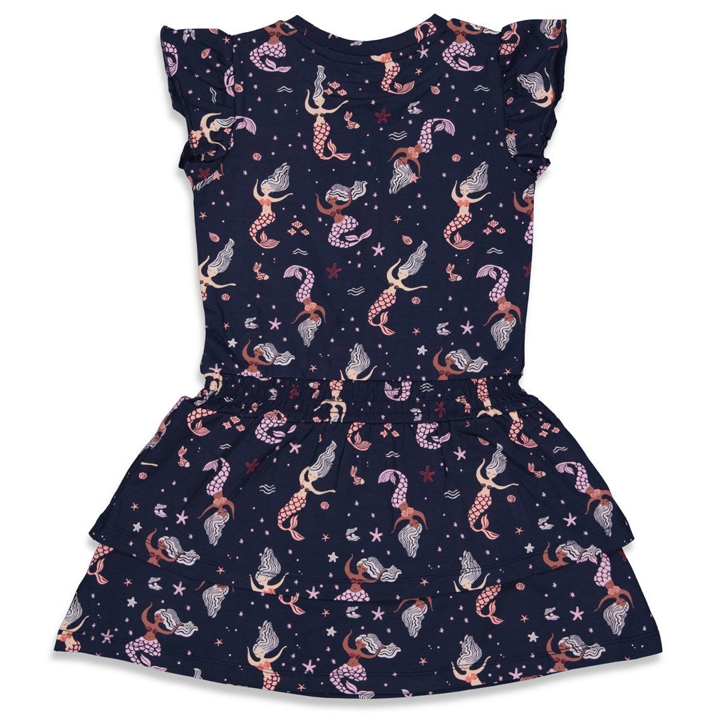 Meisjes Jurk volante - Mermaid Mambo van Jubel in de kleur Marine in maat 140.