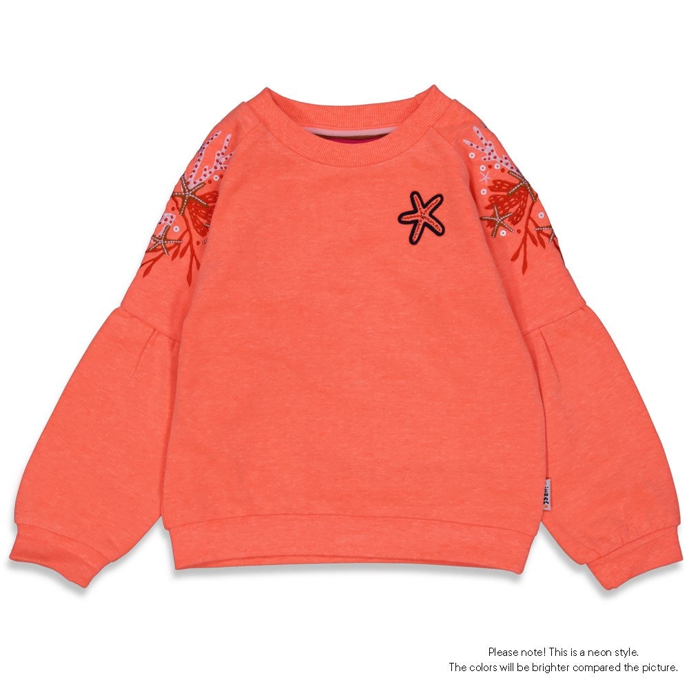 Meisjes Sweater - Mermaid Mambo van Jubel in de kleur Neon Koraal in maat 140.