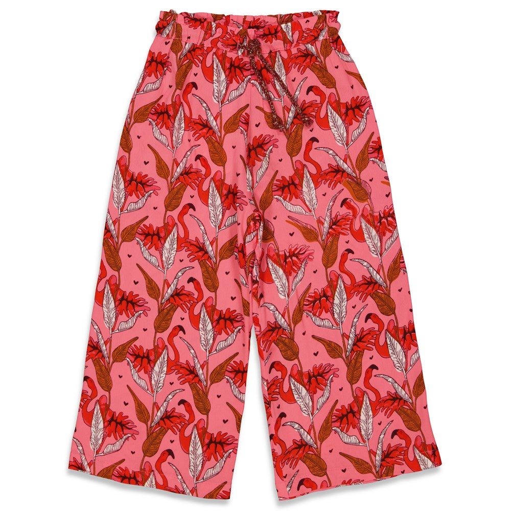 Meisjes Broek AOP - Birds Of Paradise van Jubel in de kleur Roze in maat 140.