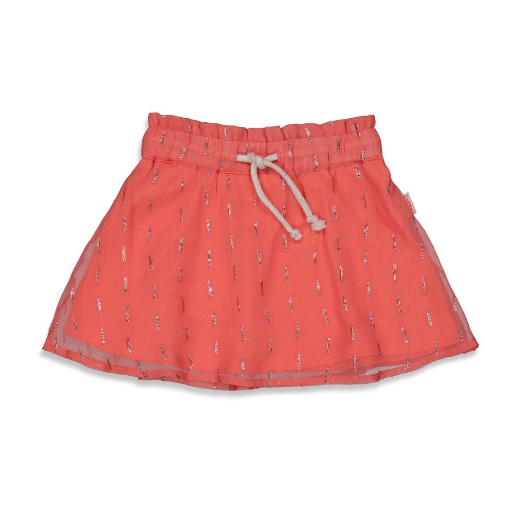 Meisjes Rok voile - Papaya Punch van Jubel in de kleur Koraal in maat 140.