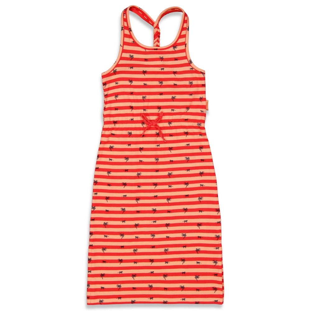 Meisjes Maxi jurk - Papaya Punch van Jubel in de kleur Rood in maat 140.