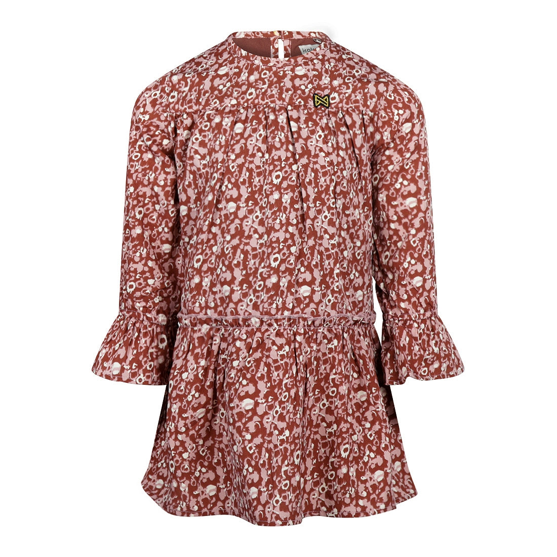 Meisjes Dress longsleeves van Koko Noko in de kleur Brique red in maat 128.