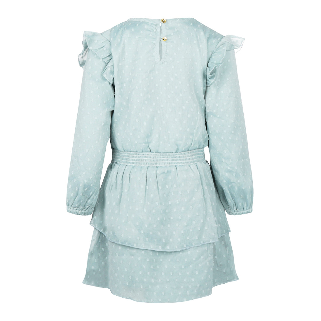 Meisjes Dress longsleeves van Koko Noko in de kleur Dusty blue in maat 128.