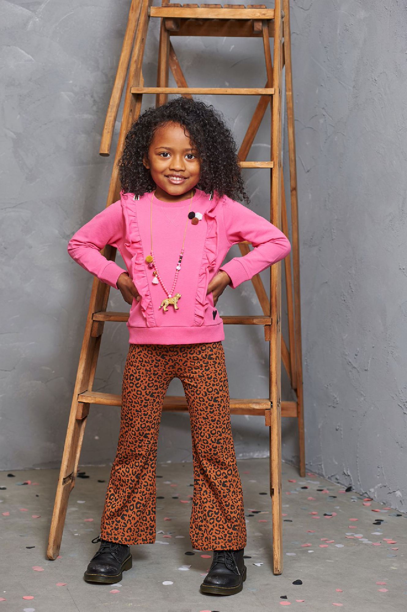 Meisjes Sweater ruches - Animal Attitude van Jubel in de kleur Roze in maat 140.