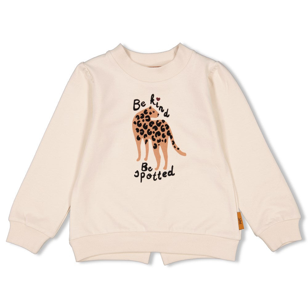 Meisjes Sweater - Color Me Panther van Jubel in de kleur Offwhite in maat 128.