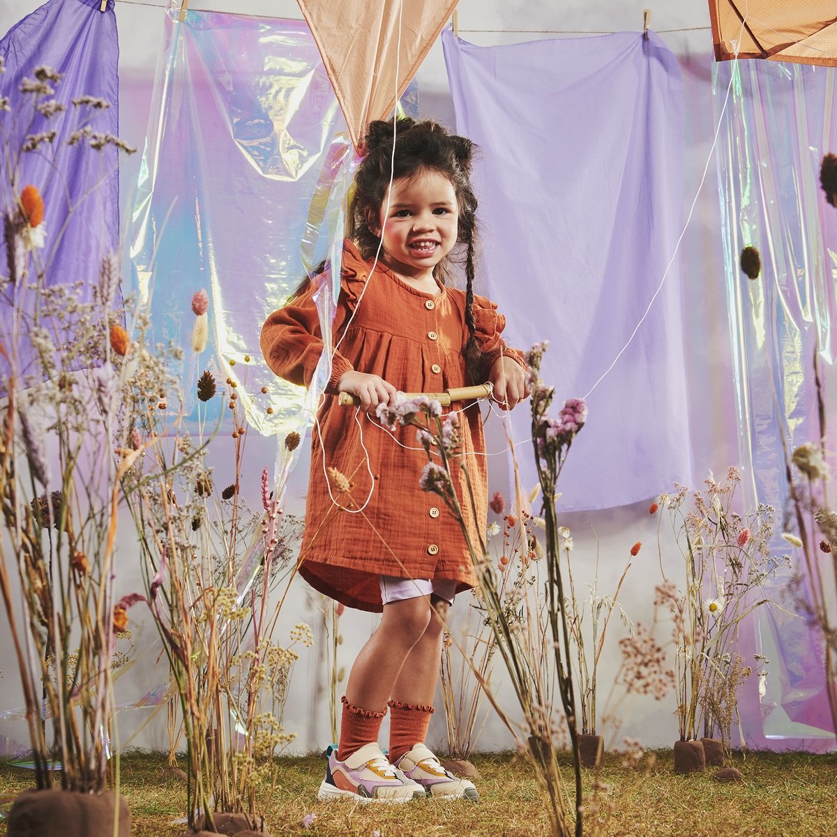 Meisjes Baby Sokken Flora van Z8 in de kleur Happy henna in maat 19-22.