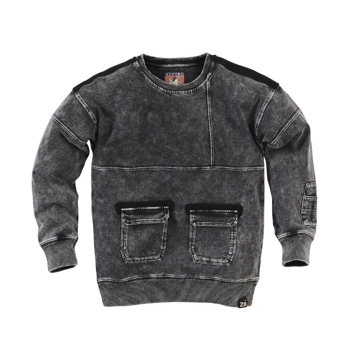 Jongens Sweater Chiel van Z8 in de kleur Stonewash black in maat 140/146.