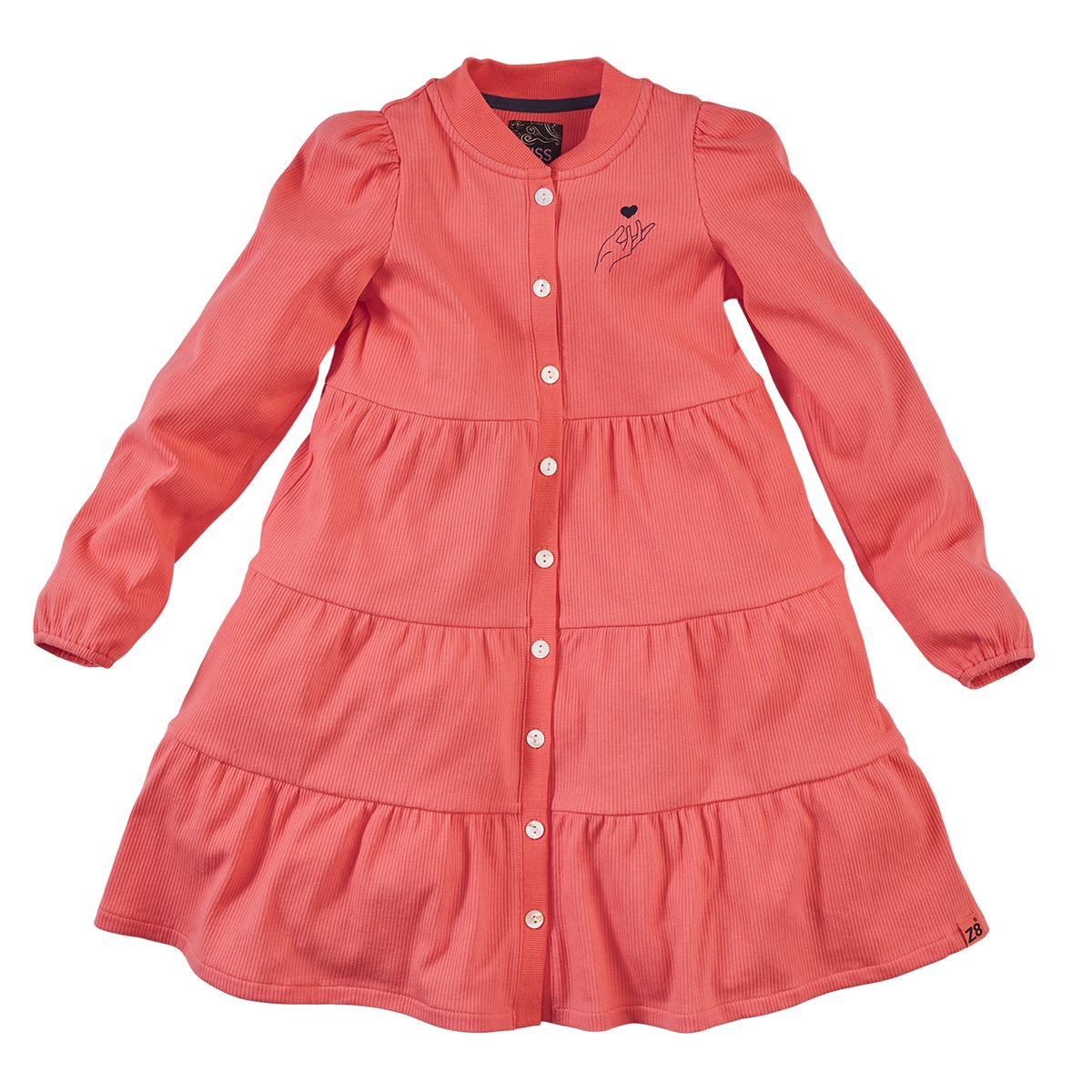 Meisjes Jurk lange mouw Debby van Z8 in de kleur Lady danger in maat 140/146.