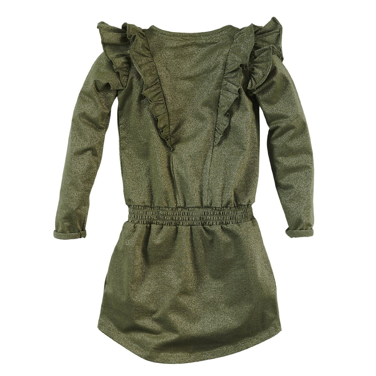 Meisjes Jurk lange mouw Jetteke van Z8 in de kleur Army amor in maat 140/146.