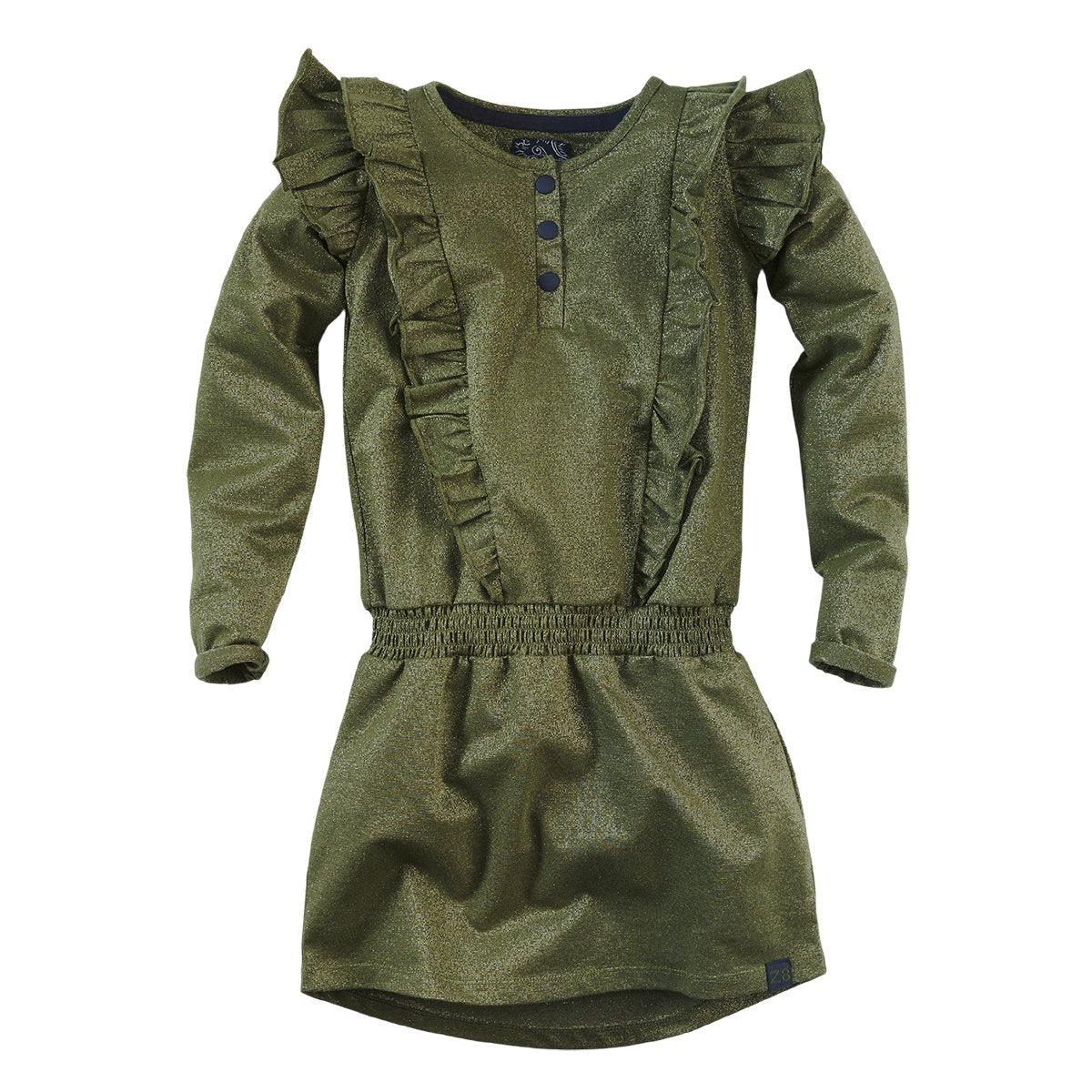 Meisjes Jurk lange mouw Jetteke van Z8 in de kleur Army amor in maat 140/146.