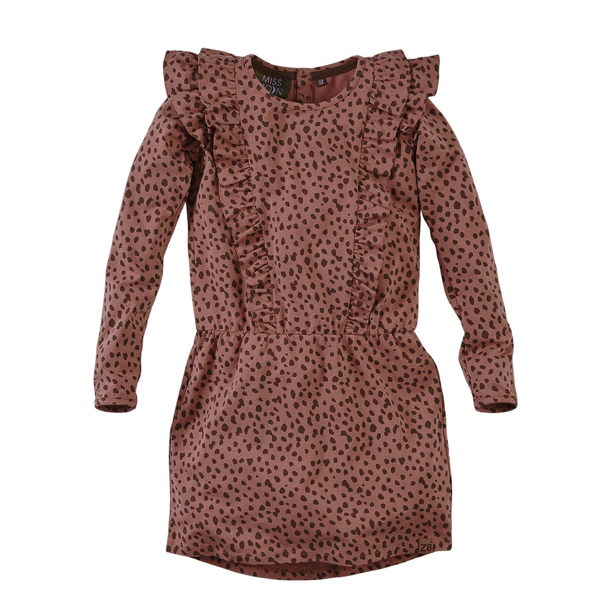 Meisjes Jurk lange mouw Katie van Z8 in de kleur Rusty rust/AOP in maat 140/146.