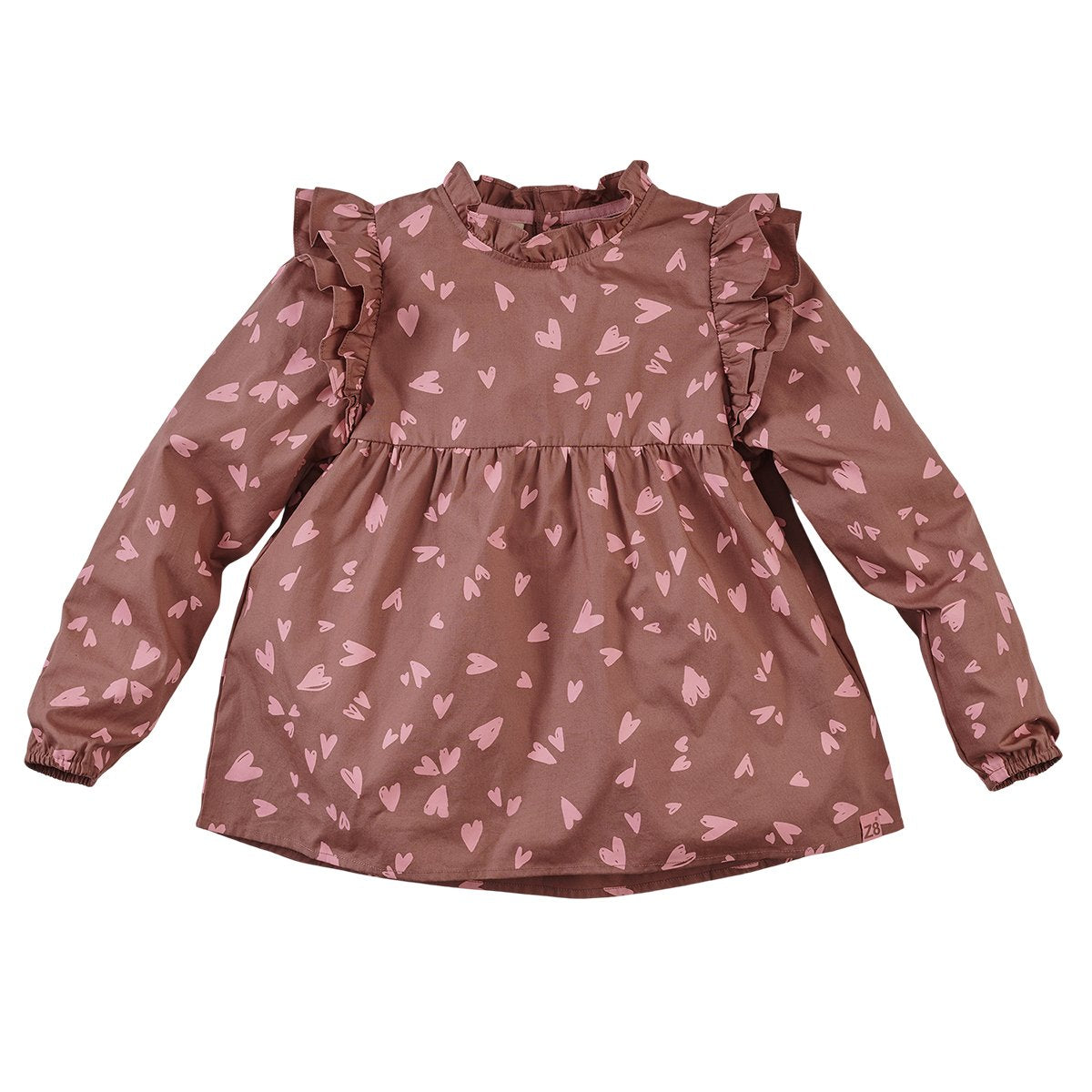 Meisjes Jurk lange mouw Lilly van Z8 in de kleur Rusty rust/AOP in maat 140/146.