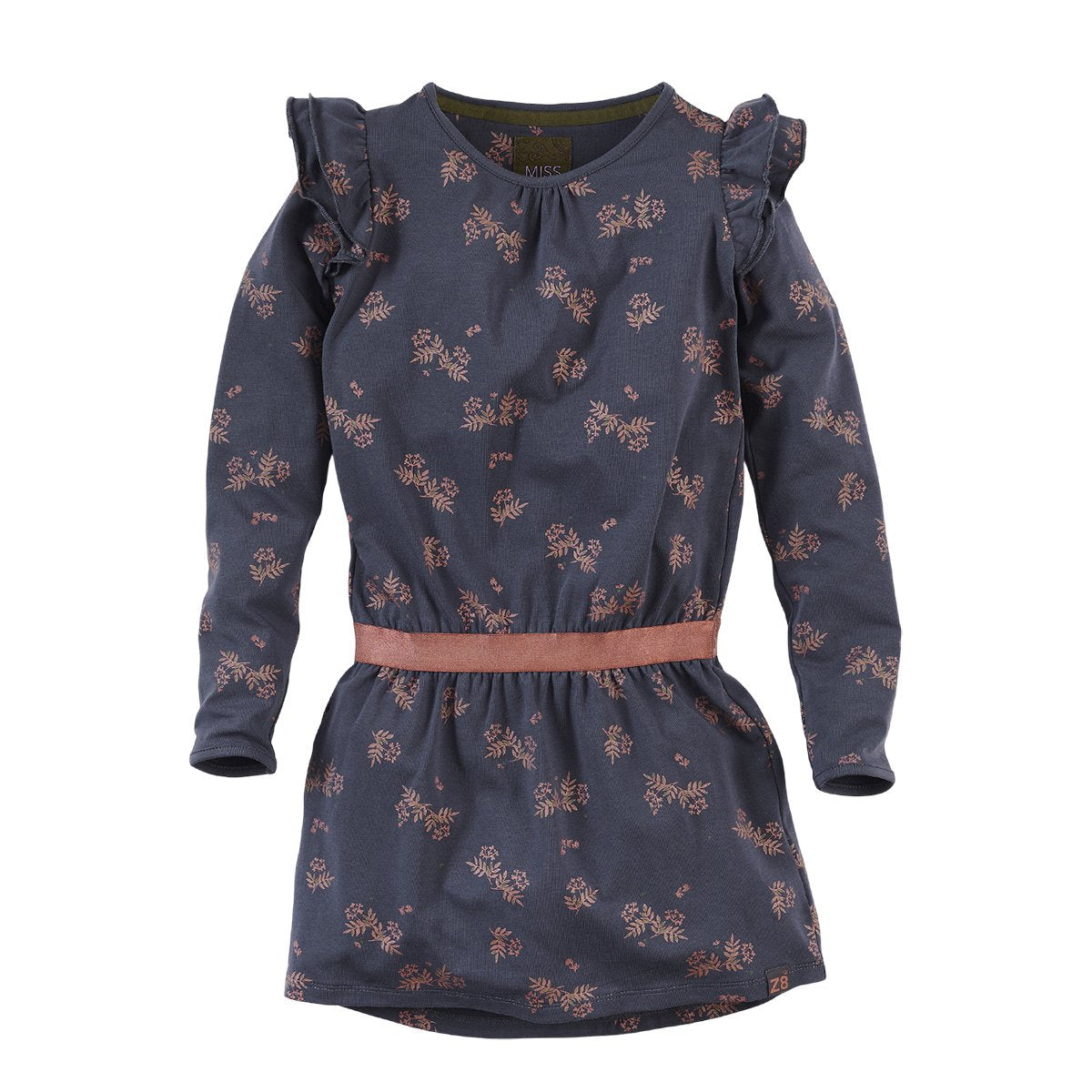 Meisjes Jurk lange mouw Maegan van Z8 in de kleur Lady gray/AOP in maat 140/146.