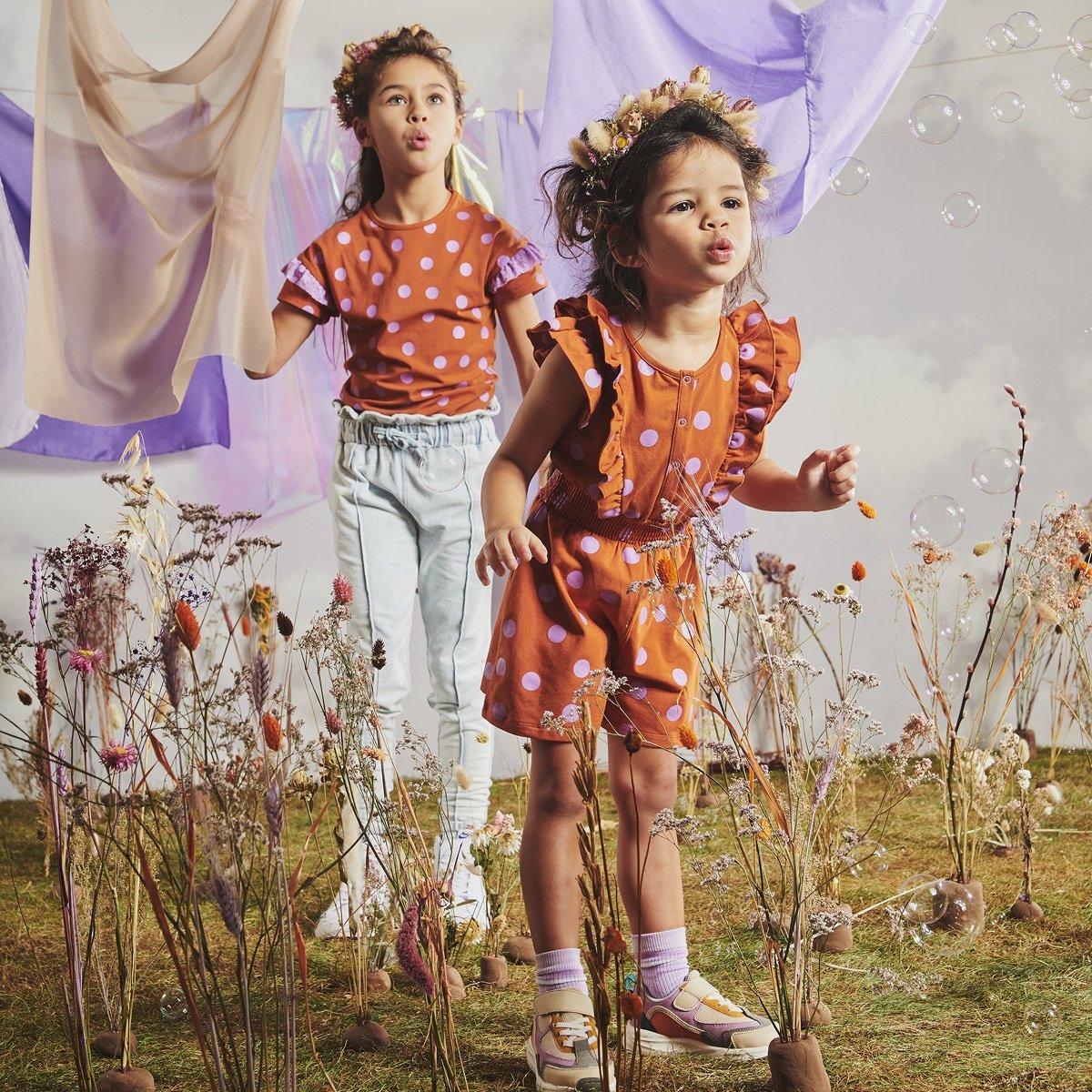 Meisjes Baby Salopette Minnie van Z8 in de kleur Happy henna in maat 86.