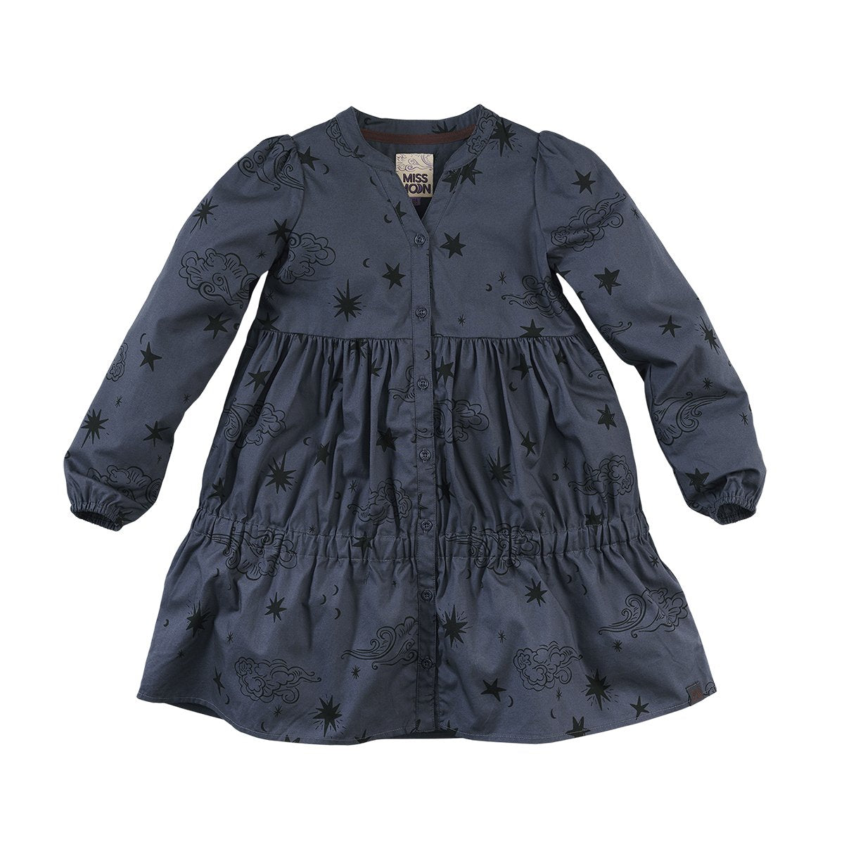 Meisjes Jurk lange mouw Norma van Z8 in de kleur Lady gray/AOP in maat 140/146.