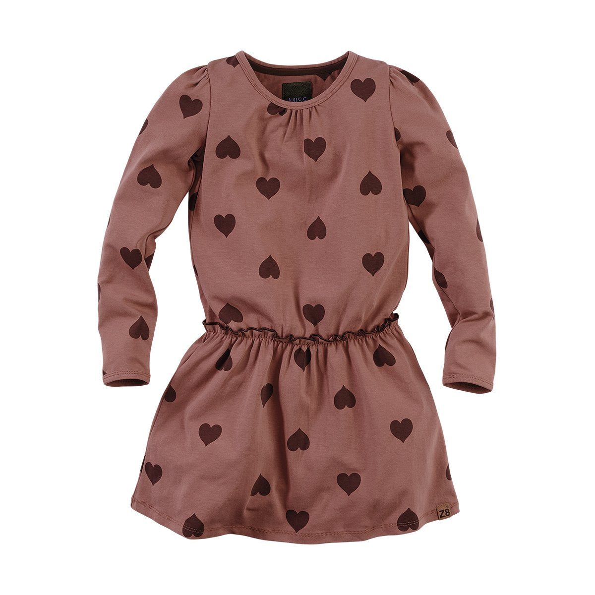 Meisjes Jurk lange mouw Pommelien van Z8 in de kleur Red rust/AOP in maat 140/146.