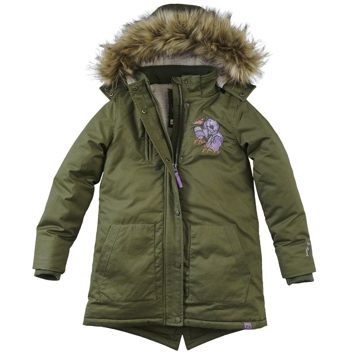 Meisjes Winterjas Rosanne van Z8 in de kleur Army amor in maat 140/146.