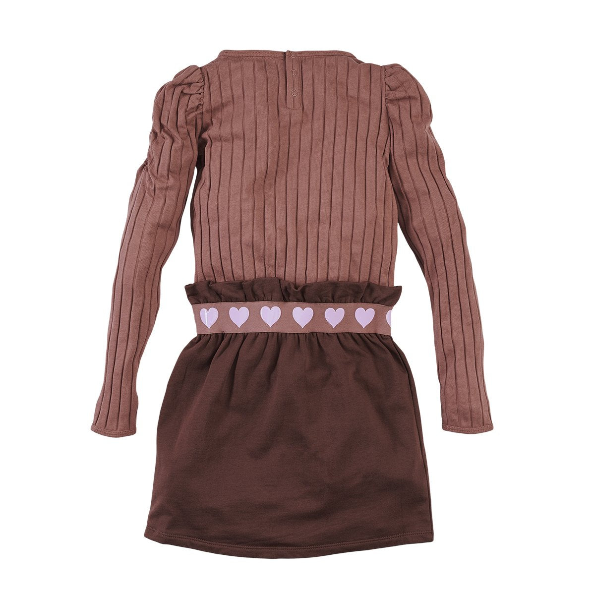 Meisjes Jurk lange mouw Sannah van Z8 in de kleur Rusty rust/Dark choco in maat 140/146.
