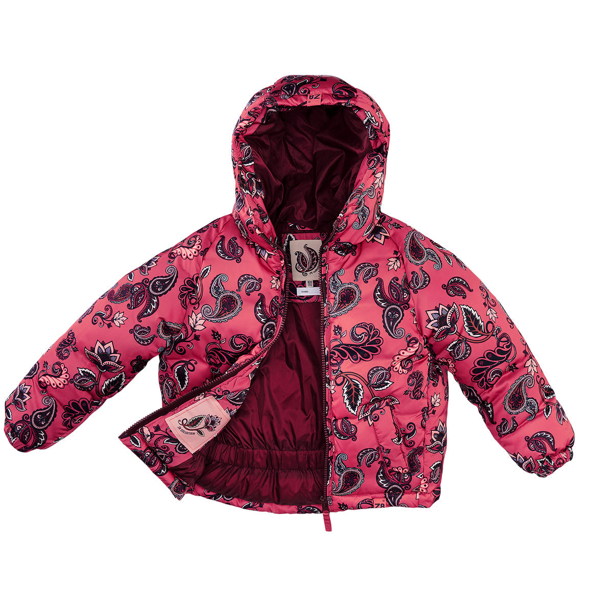 Meisjes Winterjas Gina van Z8 in de kleur Very cherry/AOP in maat 140-146.