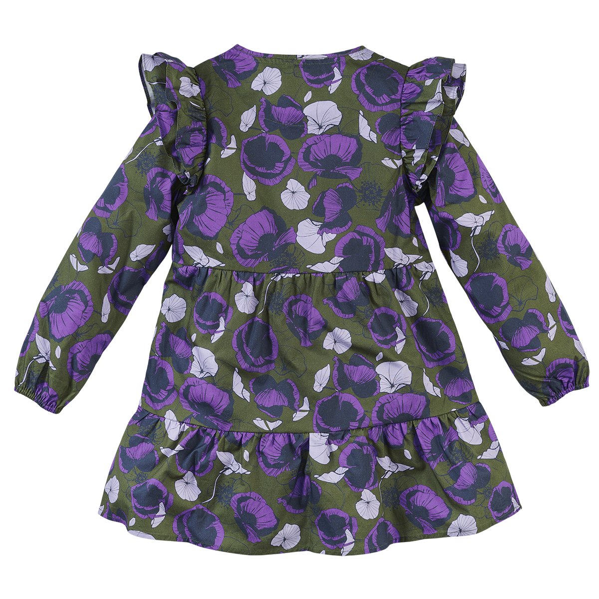 Meisjes Jurk lange mouw Zora van Z8 in de kleur Army amor/AOP in maat 140/146.