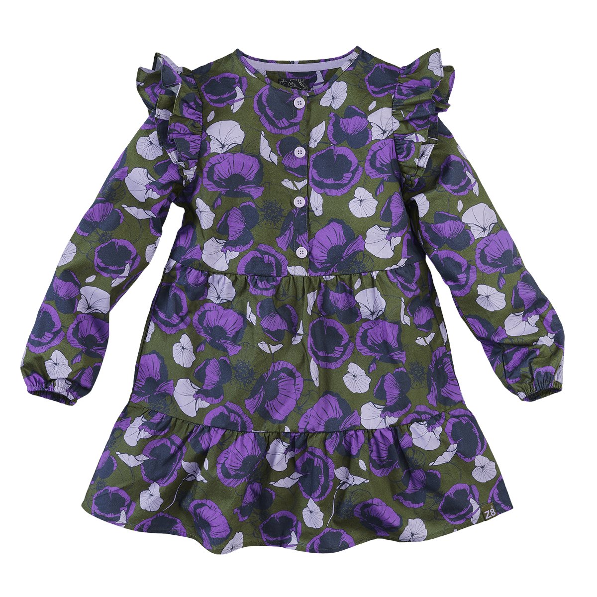 Meisjes Jurk lange mouw Zora van Z8 in de kleur Army amor/AOP in maat 140/146.