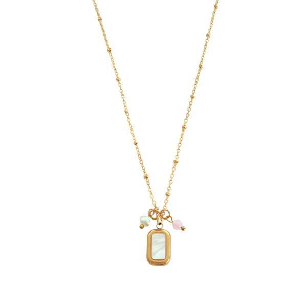 Schelp, Parel & Jade Ketting - Goud