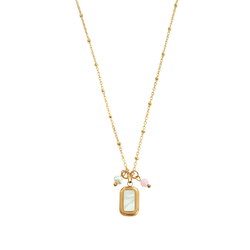 Schelp, Parel & Jade Ketting - Goud
