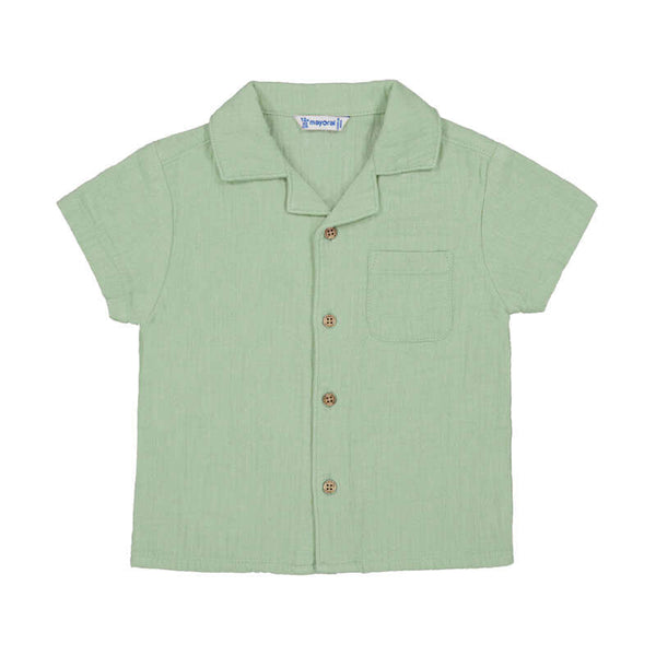 Jongens S/s shirt                     van Mayoral in de kleur Matcha     in maat 86.