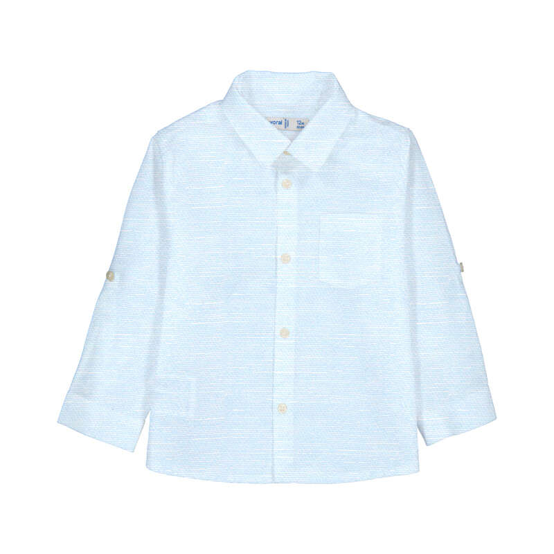 Jongens L/s linen shirt               van Mayoral in de kleur Sky blue   in maat 86.