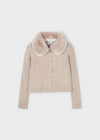 Mayoral Faux fur collar cardigan