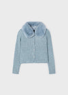 Mayoral Faux fur collar cardigan
