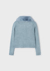 Mayoral Faux fur collar cardigan