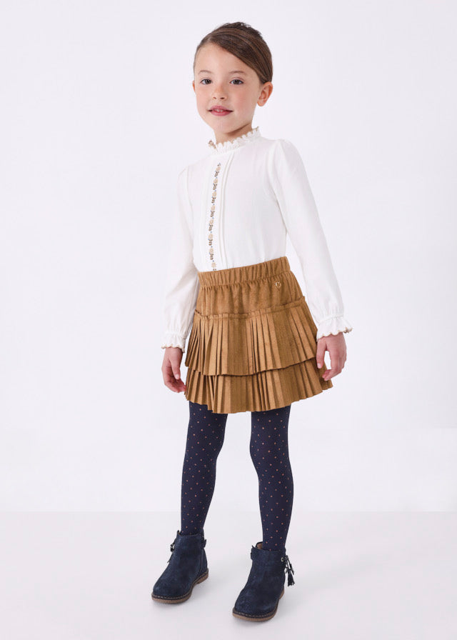 Mayoral Pleated suede skirt