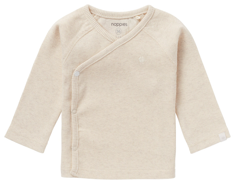 Unisexs U Tee Overlap LS Rib Nanyuki van Noppies in de kleur Oatmeal Melange in maat 68.
