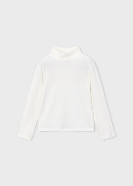 Meisjes Viscose basic turtleneck sweater van Mayoral in de kleur Natural    in maat 128.