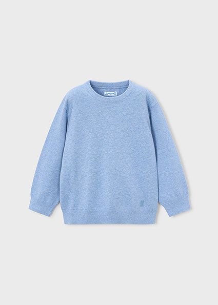 Jongens Basic cotton jumper w/round   van Mayoral in de kleur Vivid Rain in maat 128.