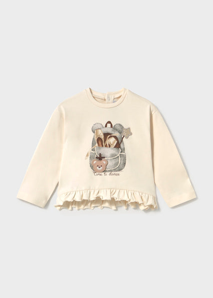 Meisjes L/s shirt                     van Mayoral in de kleur Soy        in maat 86.