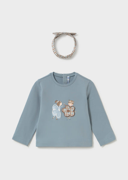 Meisjes L/s t-shirt w/ headpiece      van Mayoral in de kleur hummingbird in maat 86.