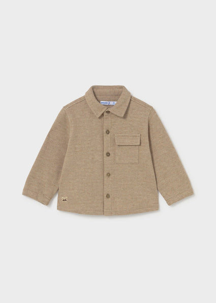 Jongens Comfort-knit overshirt        van Mayoral in de kleur Truffle    in maat 86.