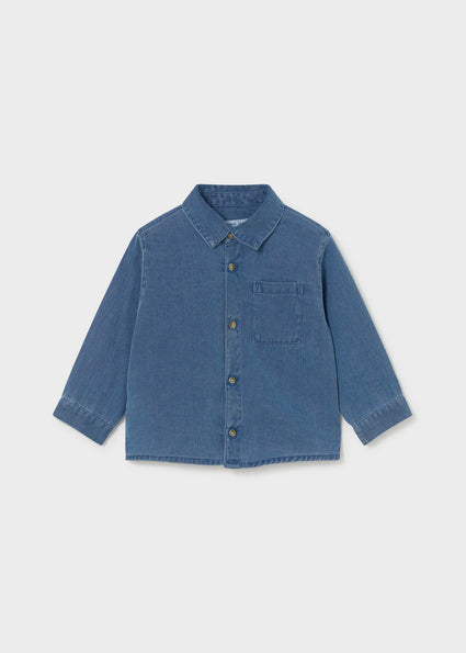 Jongens L/s denim shirt               van Mayoral in de kleur Medium     in maat 86.