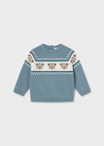 Jongens Jacquard jumper               van Mayoral in de kleur ArcticBlue in maat 86.