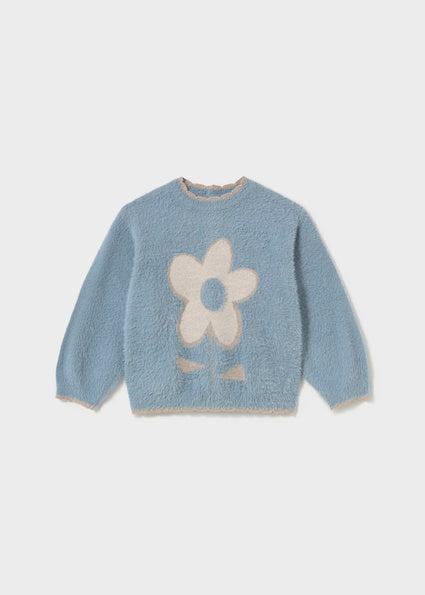 Meisjes Jumper with flower                       van Mayoral in de kleur hummingbird in maat 86.