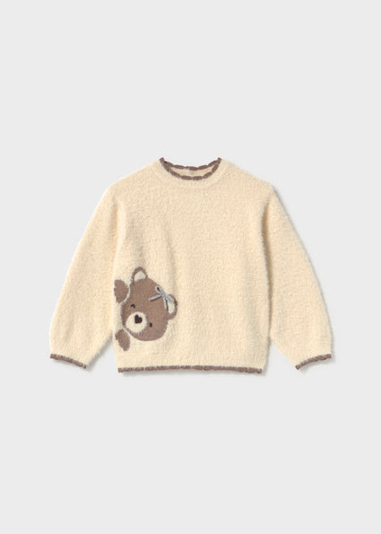 Meisjes Jumper with bear                       van Mayoral in de kleur Soy        in maat 86.