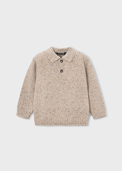 Jongens Polo sweater                  van Mayoral in de kleur tweed      in maat 128.