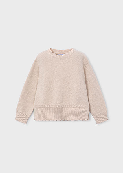 Meisjes Knitted smooth sweater        van Mayoral in de kleur Beige vigo in maat 128.